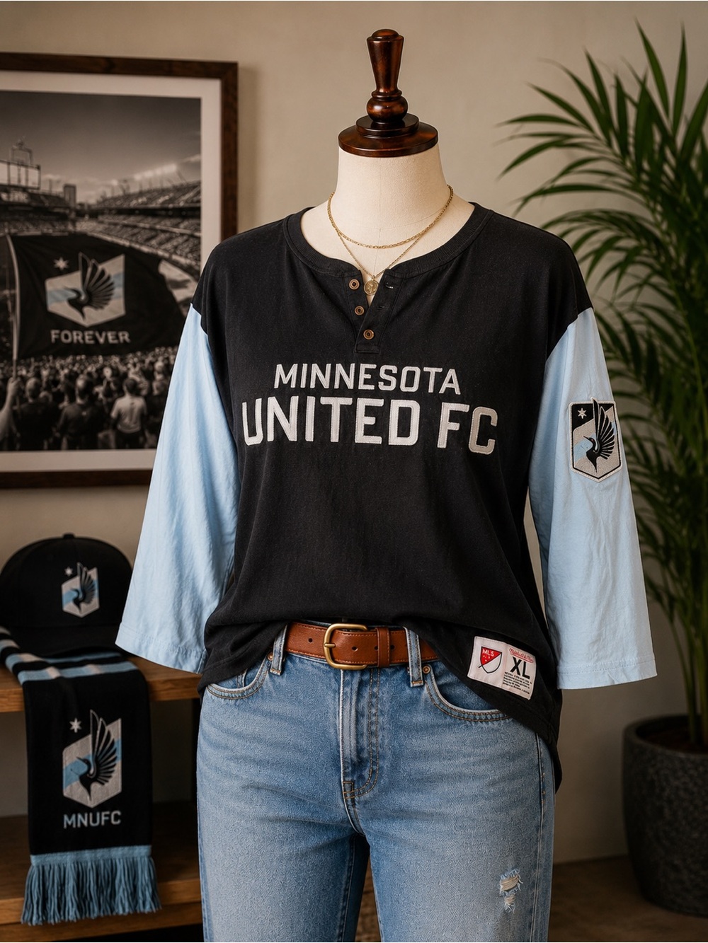 Vintage Minnesota United FC Mitchell & Ness Henley Jersey Shirt XL MLS Soccer
